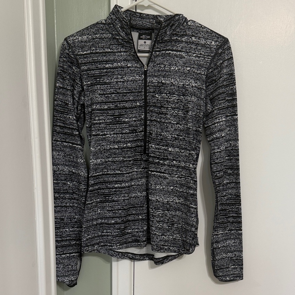 Nike Pro Black and White Patterned Half-Zip